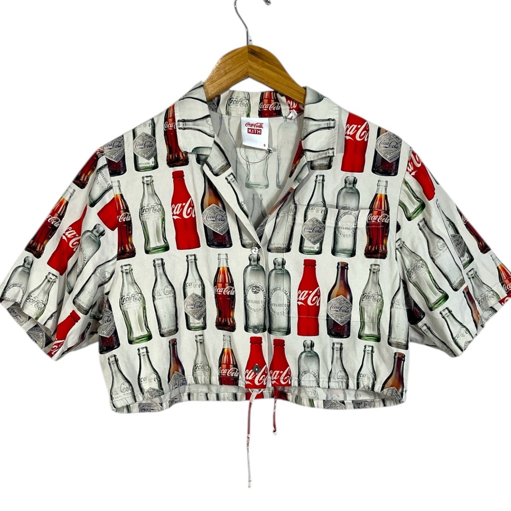Kith X Coca Cola Hawaiian Cropped Shirt Womens Size Small - Picture 2 of 6